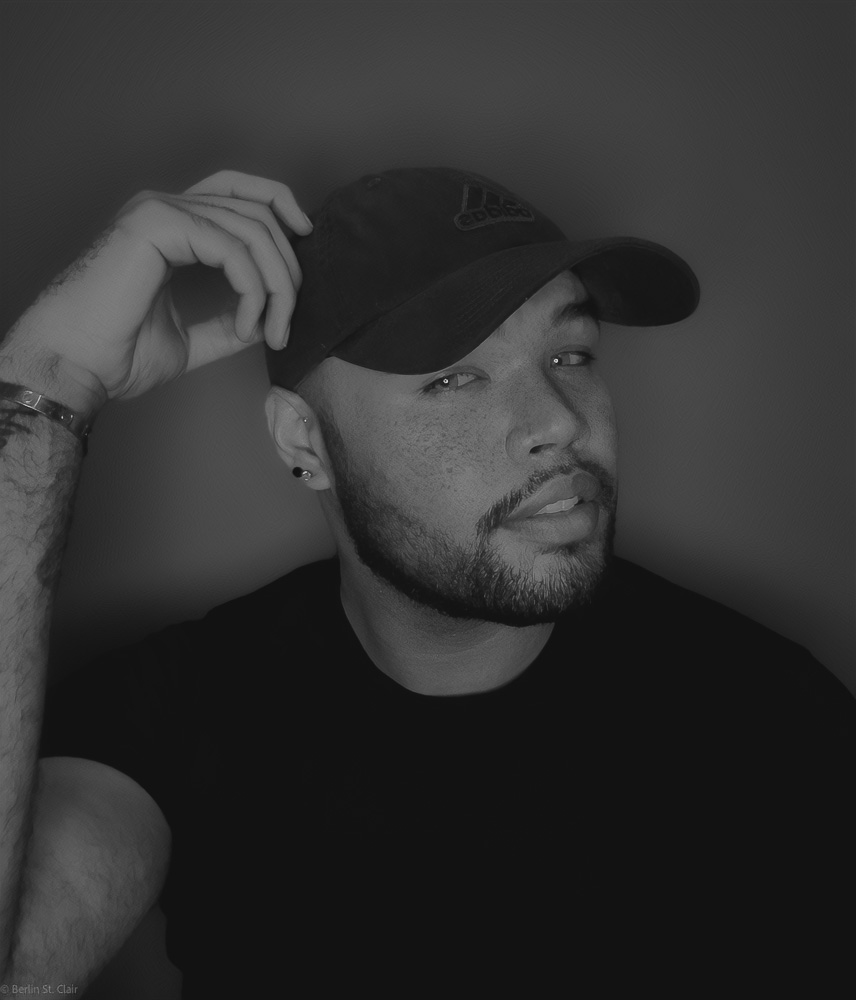 Portrait of St. Clair Design Co. studio principal in black and white photography